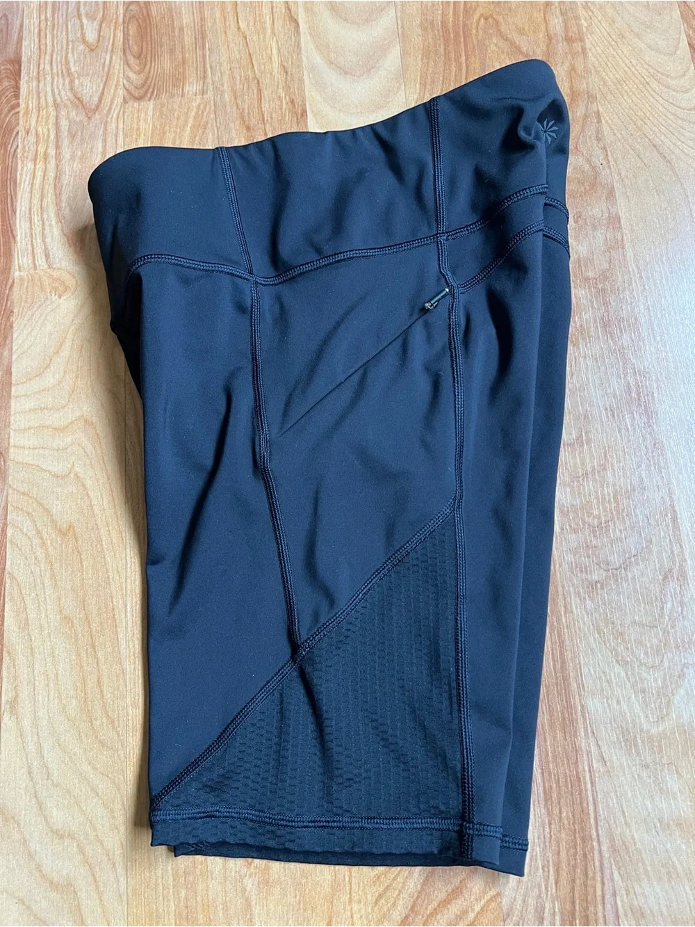 Athleta Black High-Rise Bike Shorts with Zip Pockets